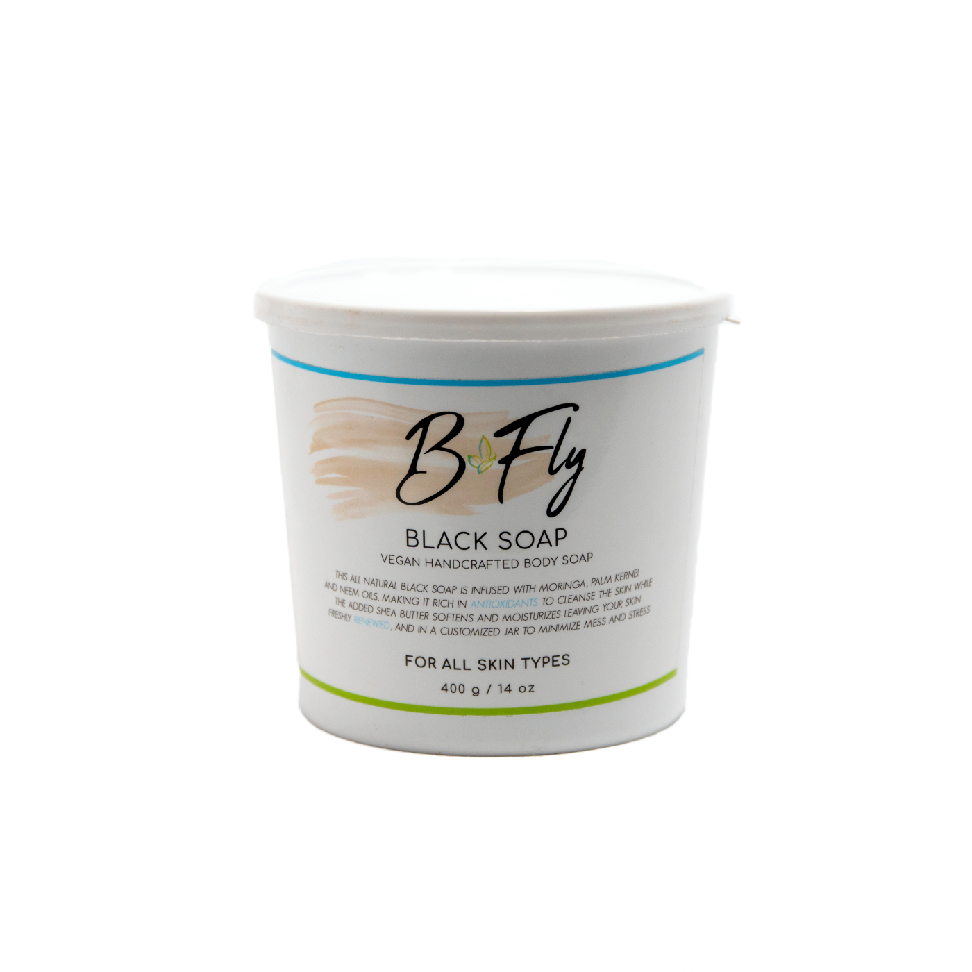 B Fly by Staci Sherri Black Soap Tub with Moringa, Shea Butter, and Neem Oil for clarified skin